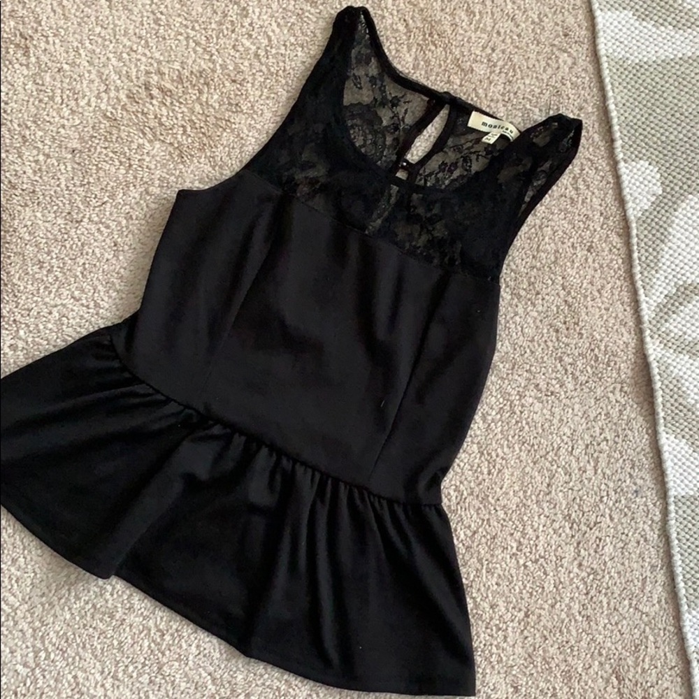 Black lace peplum top
